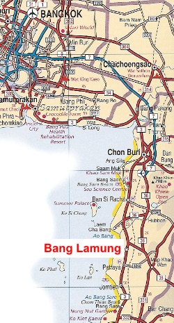 Location map Bang Lamung, North Pattaya